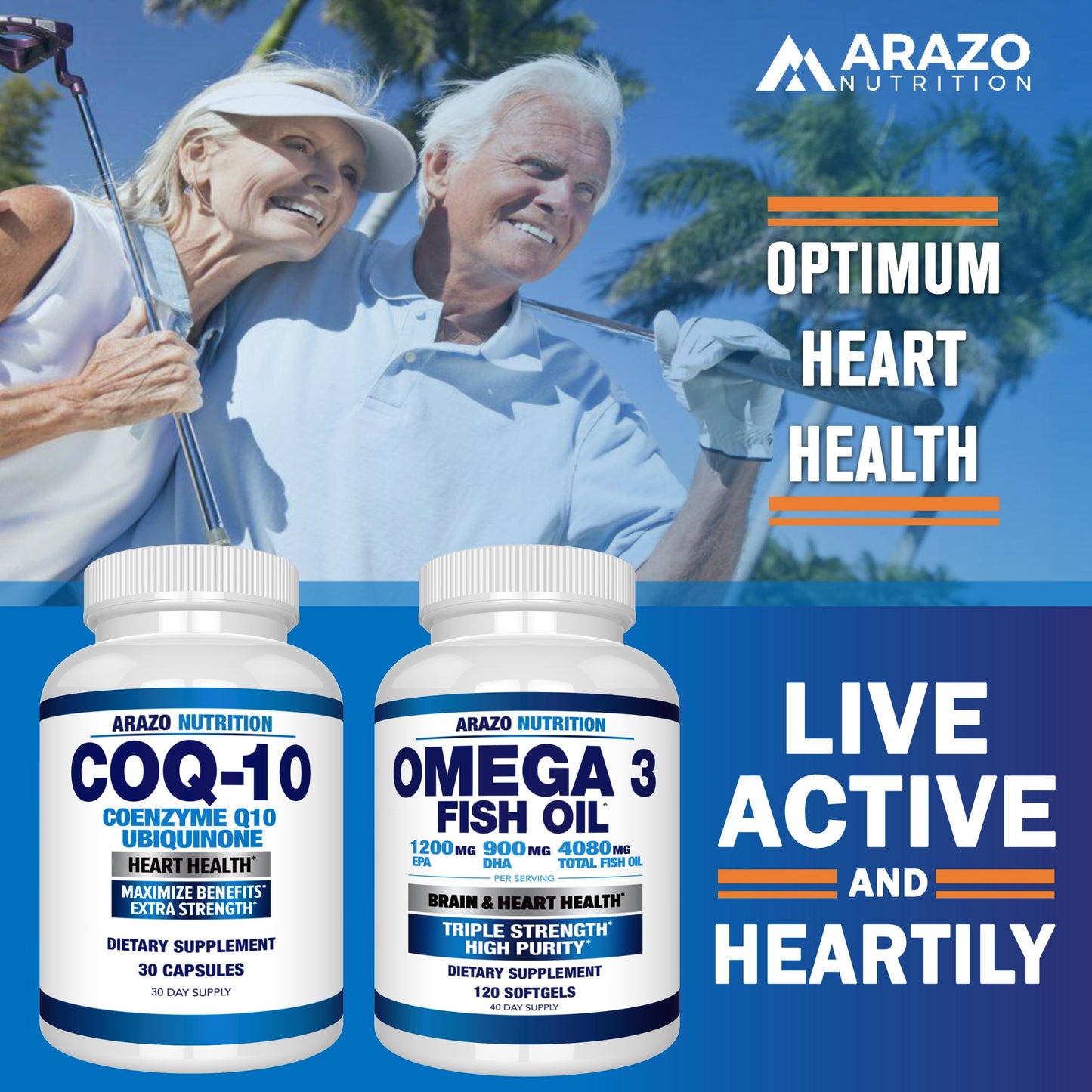 Arazo Nutrition CoQ10 Ubiquinone 200mg – High Absorption, No Soy | Pack of 2