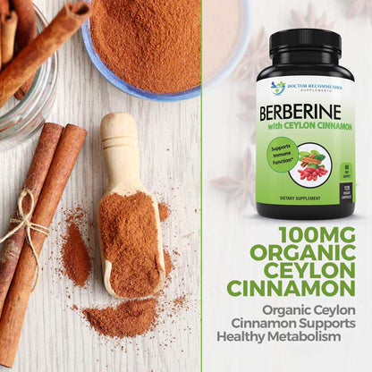 Doctor Recommended Berberine with Ceylon Cinnamon - 1200mg Berberine & 100mg Cinnamon, 120 Veggie Capsules