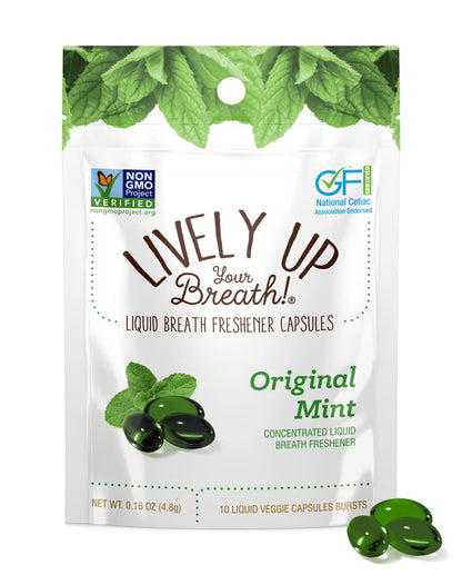 Chewable Liquid Filled Mint Capsule Breath Fresheners - 120 ct | Vegetarian Formula