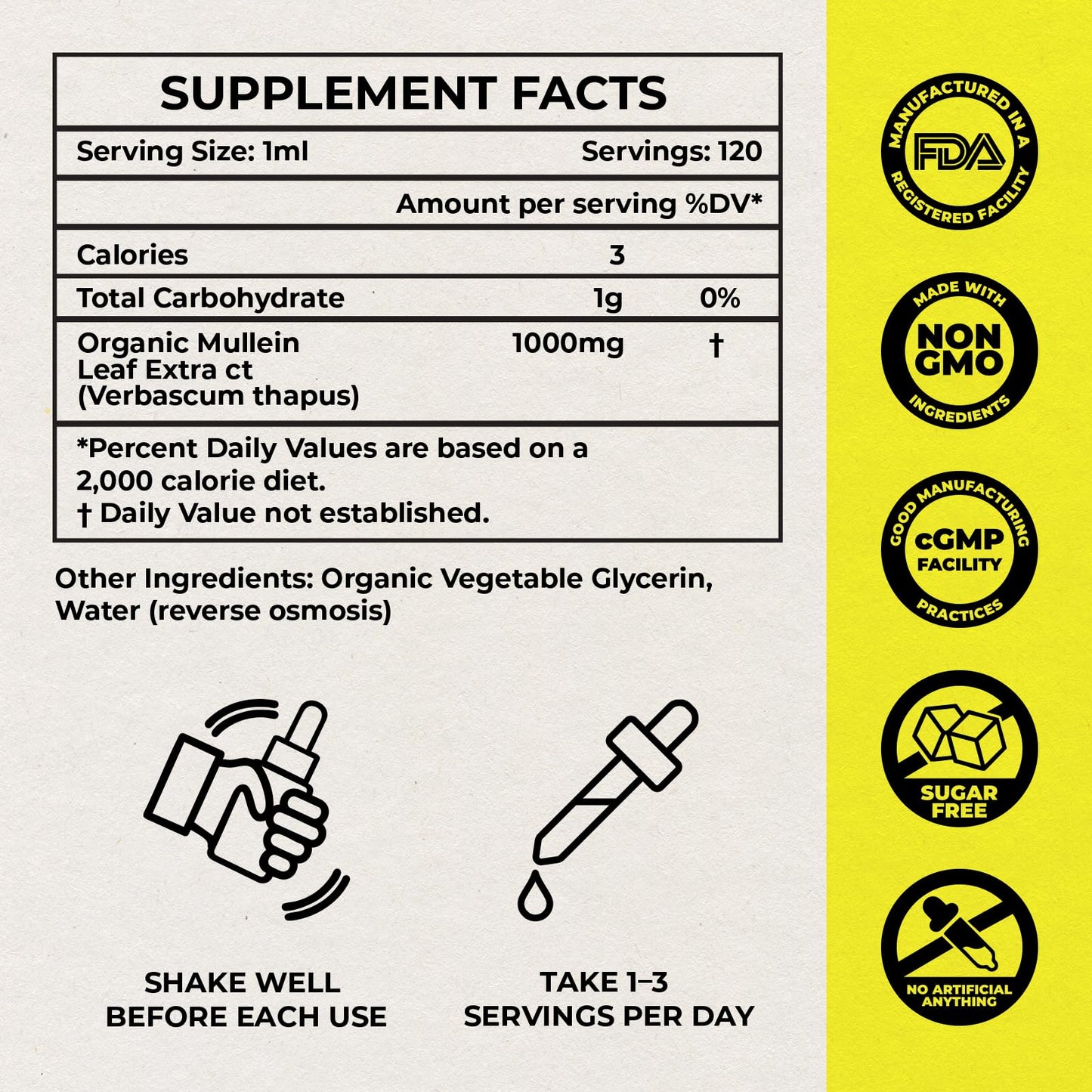 Inhale Mullein Drops for Lungs – Mullein Leaf Extract | Lung Detox & Respiratory Support – Made in USA 4oz