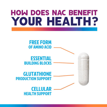 NAC 1200mg Supplement – Immune & Antioxidant Support | Liver & Lung Health – USA Made, 60 Caps