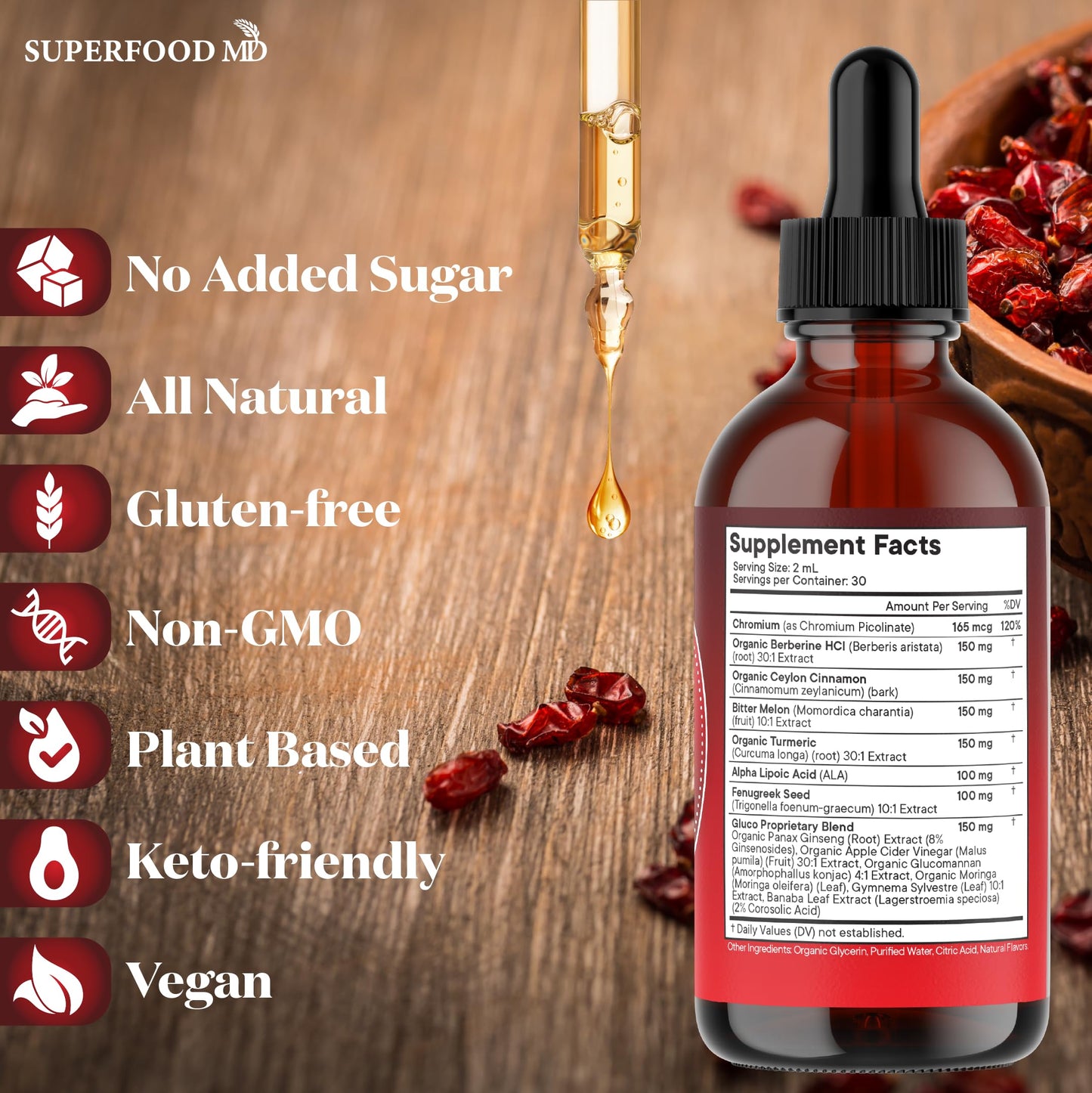 Berberine with Ceylon Cinnamon Liquid Drops – Immune Support & Metabolic Health 4oz