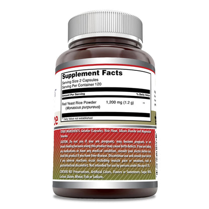 Red Yeast Rice 1200mg – 240 Capsules | Made in USA, Non-GMO