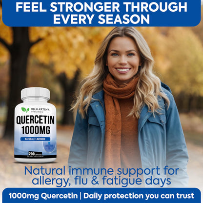 1000mg Quercetin – 200 Capsules | Immune Support, Sinus Relief and Cardiovascular Health
