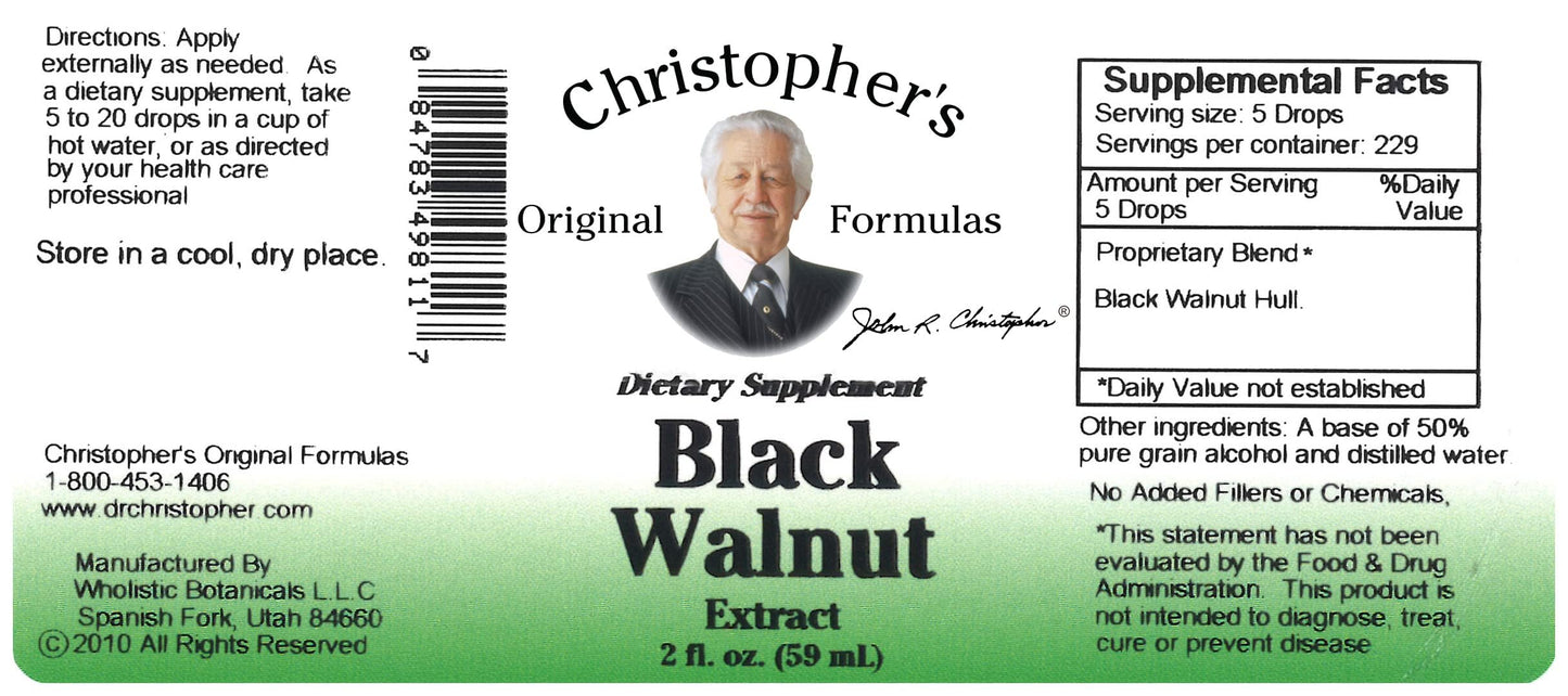Christopher's Original Formulas Black Walnut Extract - 2 oz | Herbal Liquid Supplement