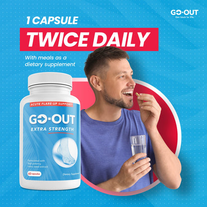 Mt. Angel Go Out Extra Strength Uric Acid Support - Tart Cherry, Celery Seed & Turmeric - 60 Caps