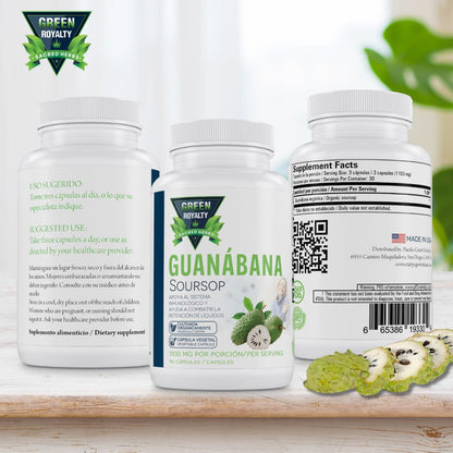 Graviola Guanabana (Soursop) Capsules – 1100mg Per Serving, 90 Vegan Capsules – Organically Grown Guanábana – No Preservatives, Gluten-Free, Made in USA | Immune Support and antioxidant Defense