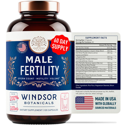 Male Fertility Supplement with Maca Root – 120 Capsules (2 Month Supply) | 3rd Party Tested