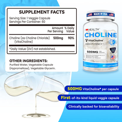 Award Winner VitaCholine 500mg – Liquid Choline for Pregnancy & Baby Brain Health – Made in USA