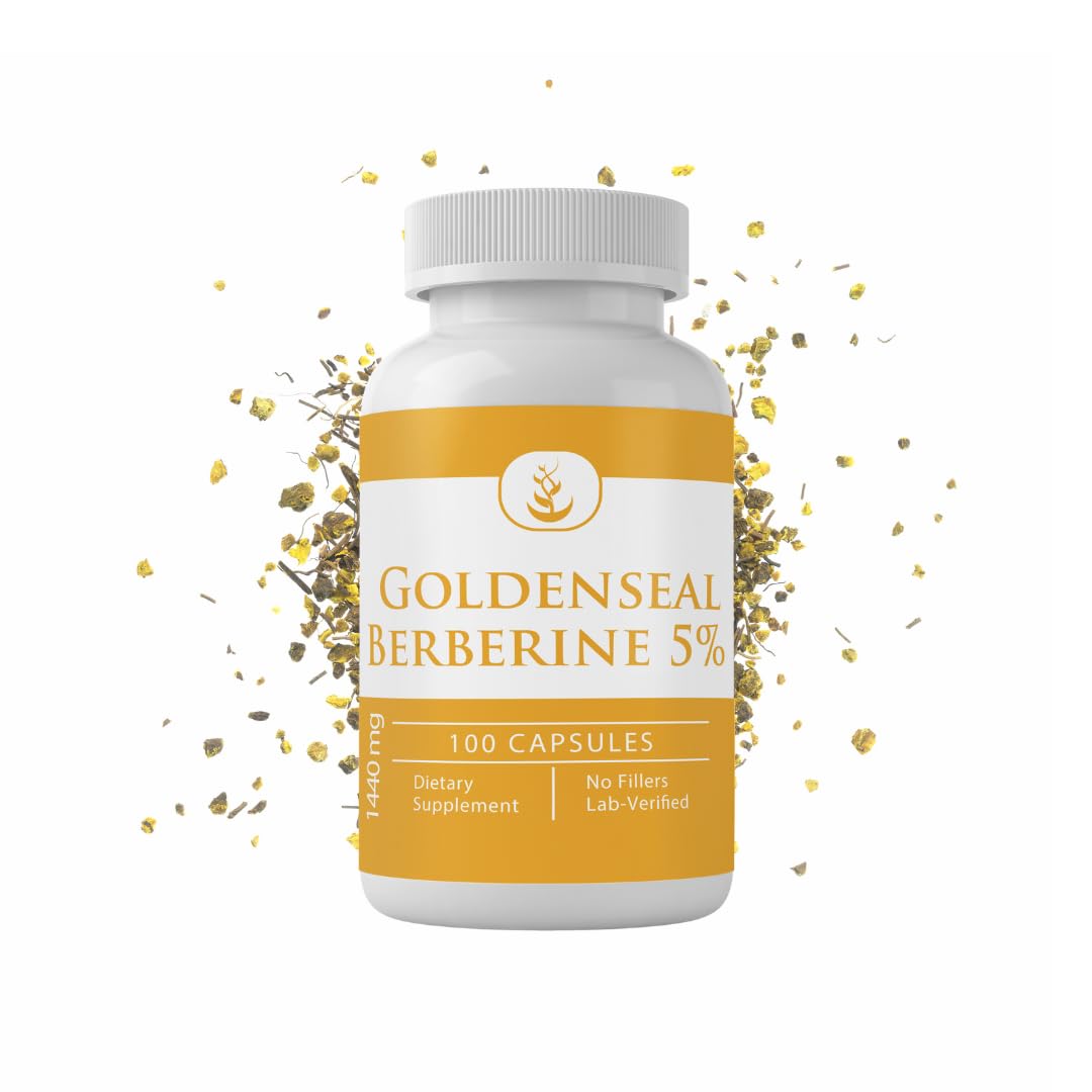 Pure Goldenseal Berberine Capsules - 100 Count, No Additives, Lab Verified