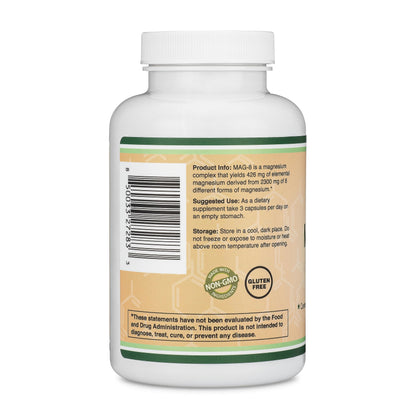 MAG-8 Magnesium Complex 180 Capsules – 426 mg Elemental Magnesium | 100% DV | Double Wood