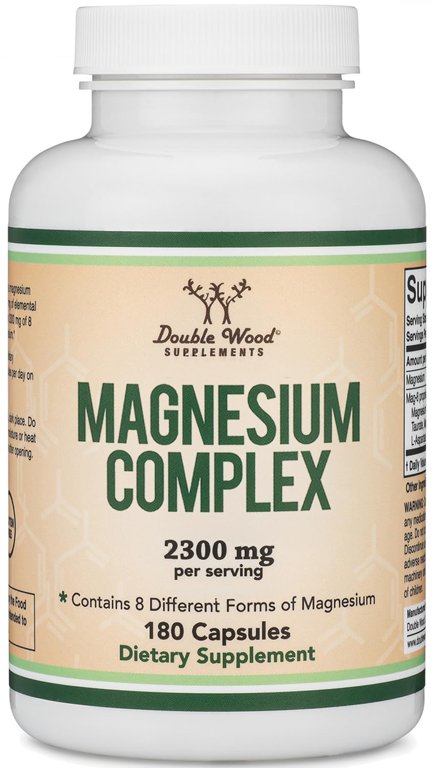 MAG-8 Magnesium Complex 180 Capsules – 426 mg Elemental Magnesium | 100% DV | Double Wood