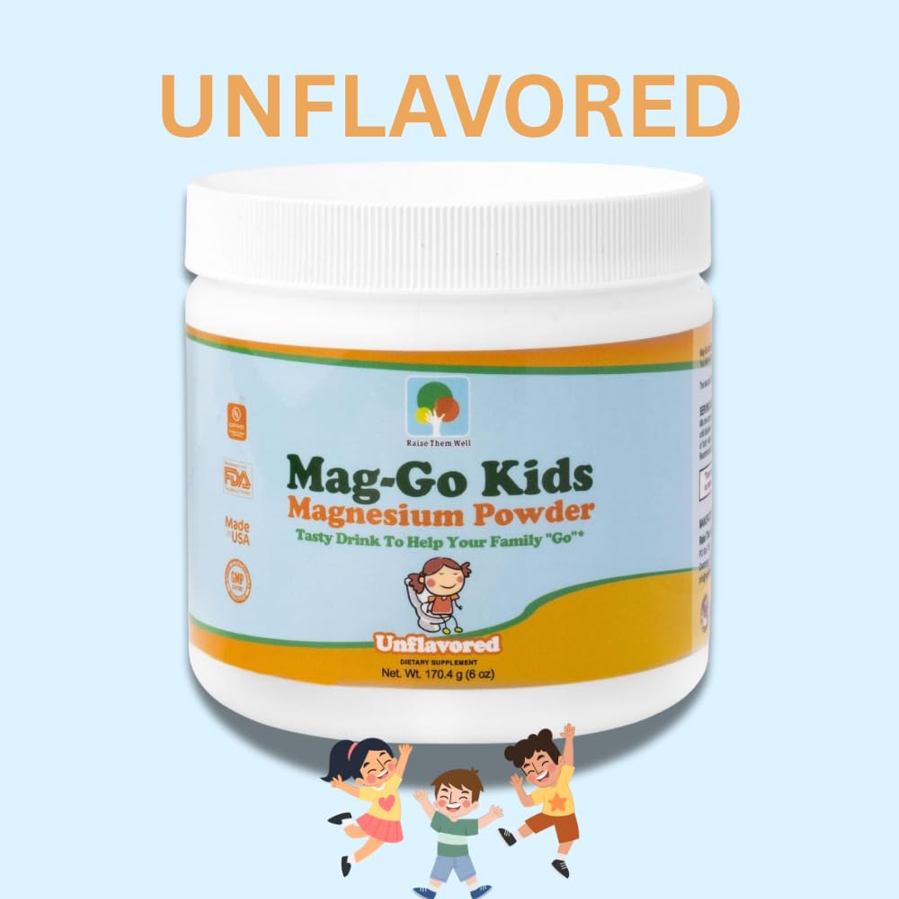 Raise Them Well Mag-Go Kids Magnesium Powder – Constipation Relief (Unflavored) | 140 Servings