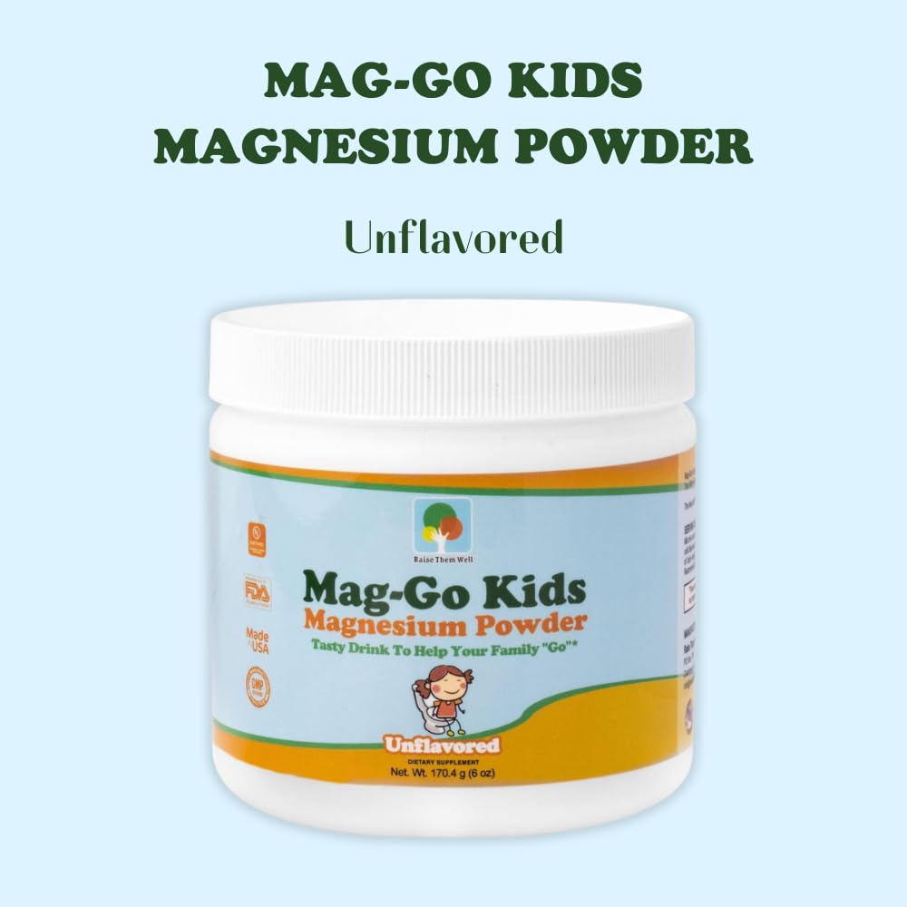 Raise Them Well Mag-Go Kids Magnesium Powder – Constipation Relief (Unflavored) | 140 Servings