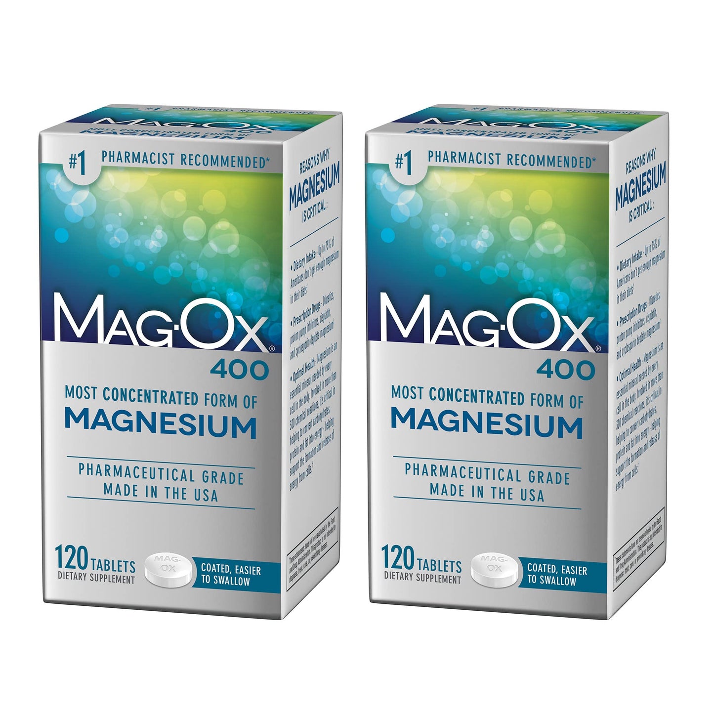 Mag-Ox 400 Magnesium Oxide – 482 mg per Dose, 120 Tablets, Pack of 2 | Pharmaceutical Grade