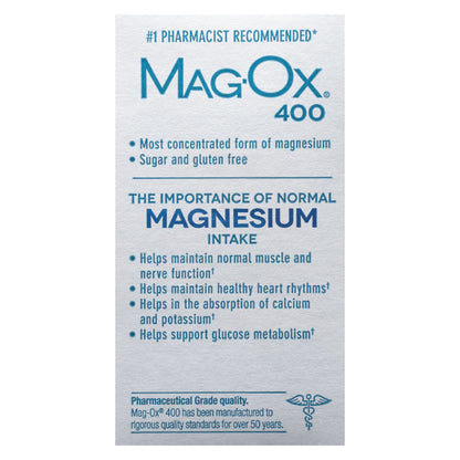Mag-Ox 400 Magnesium Oxide – 482 mg per Dose, 120 Tablets, Pack of 2 | Pharmaceutical Grade
