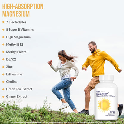 MagEnergy 7 Electrolytes + 8 Super B Vitamins | High Magnesium & Methyl B12