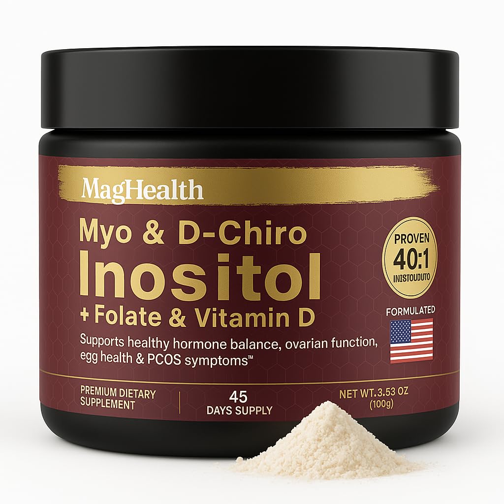 MagHealth Inositol Powder 40:1 – Myo-Inositol & D-Chiro Inositol + Folate, Vitamin D | 45-Day Supply | Menstrual & Fertility Support