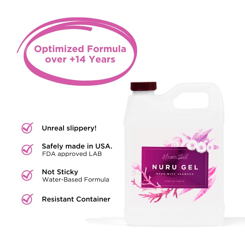 Magic Gel Nuru Massage Therapy Gel – 33.8 fl oz – Clear, Fragrance-Free, Made in USA