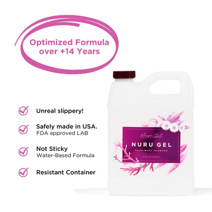 Magic Gel Nuru Massage Therapy Gel – 33.8 fl oz – Clear, Fragrance-Free, Made in USA