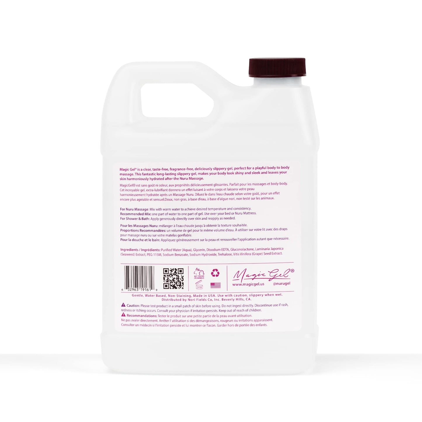 Magic Gel Nuru Massage Therapy Gel – 33.8 fl oz – Clear, Fragrance-Free, Made in USA