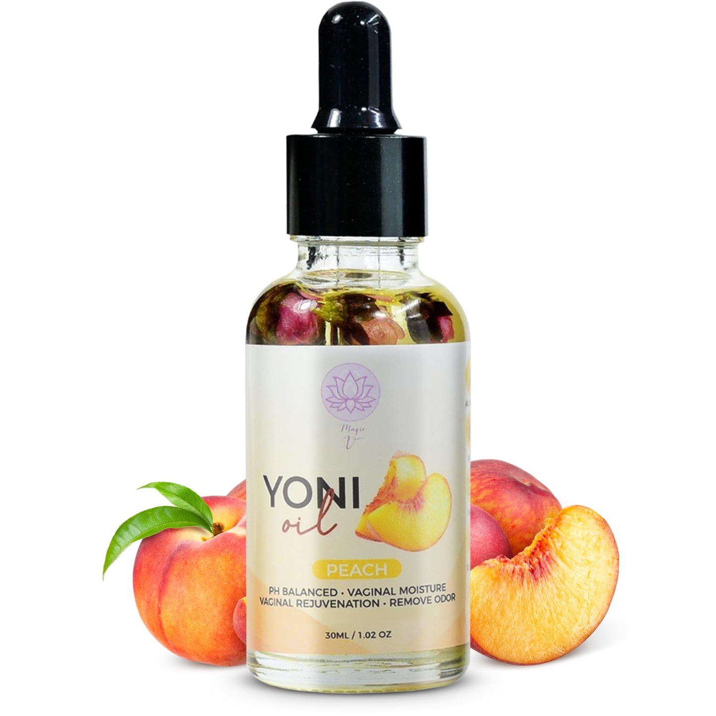 Magic V Steam Yoni Oil for Women – Organic Vaginal Care, pH Balance, Odor Control, Peach Scent