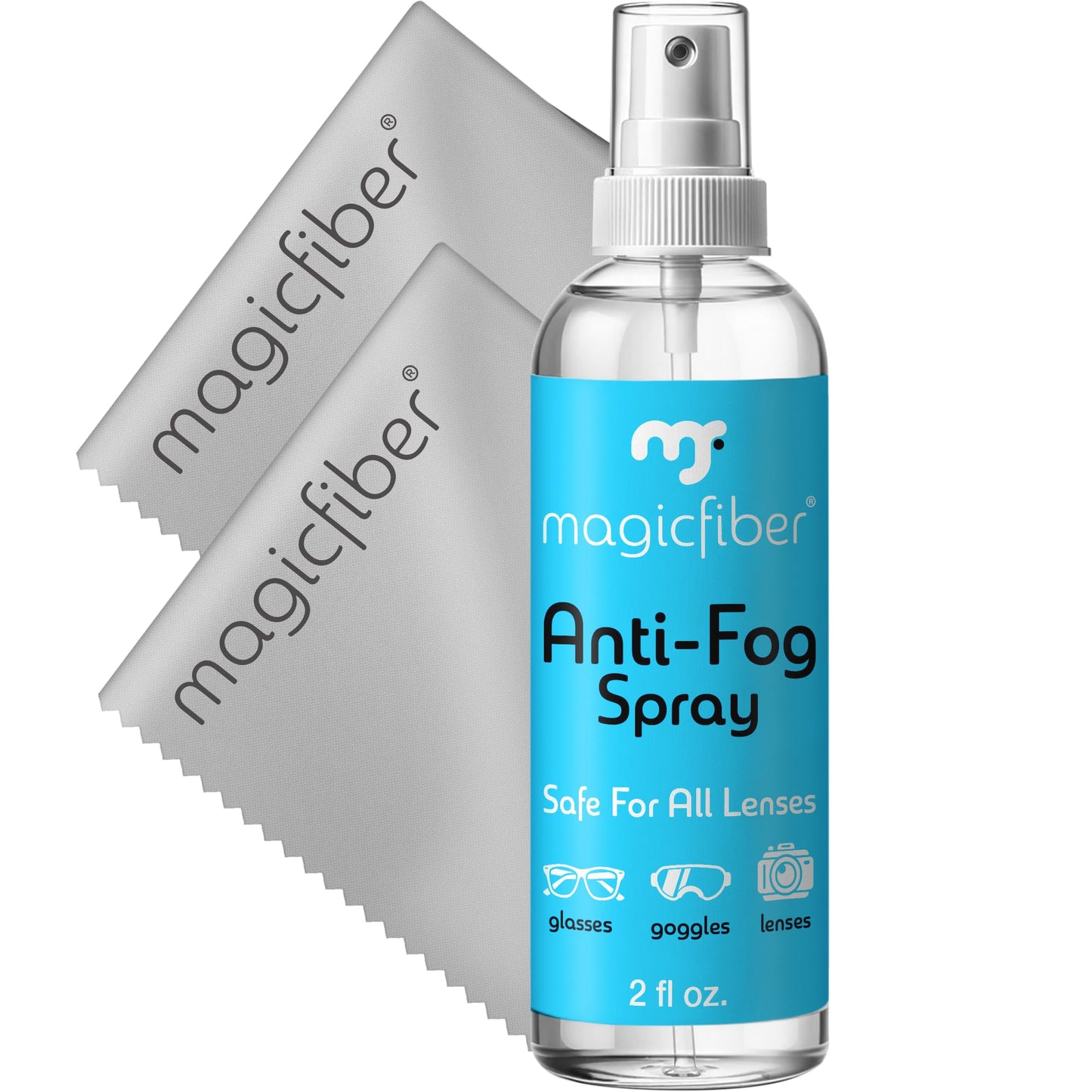 MagicFiber Anti Fog Spray for Glasses - Glasses Cleaner Kit with 2 Microfiber Cloths