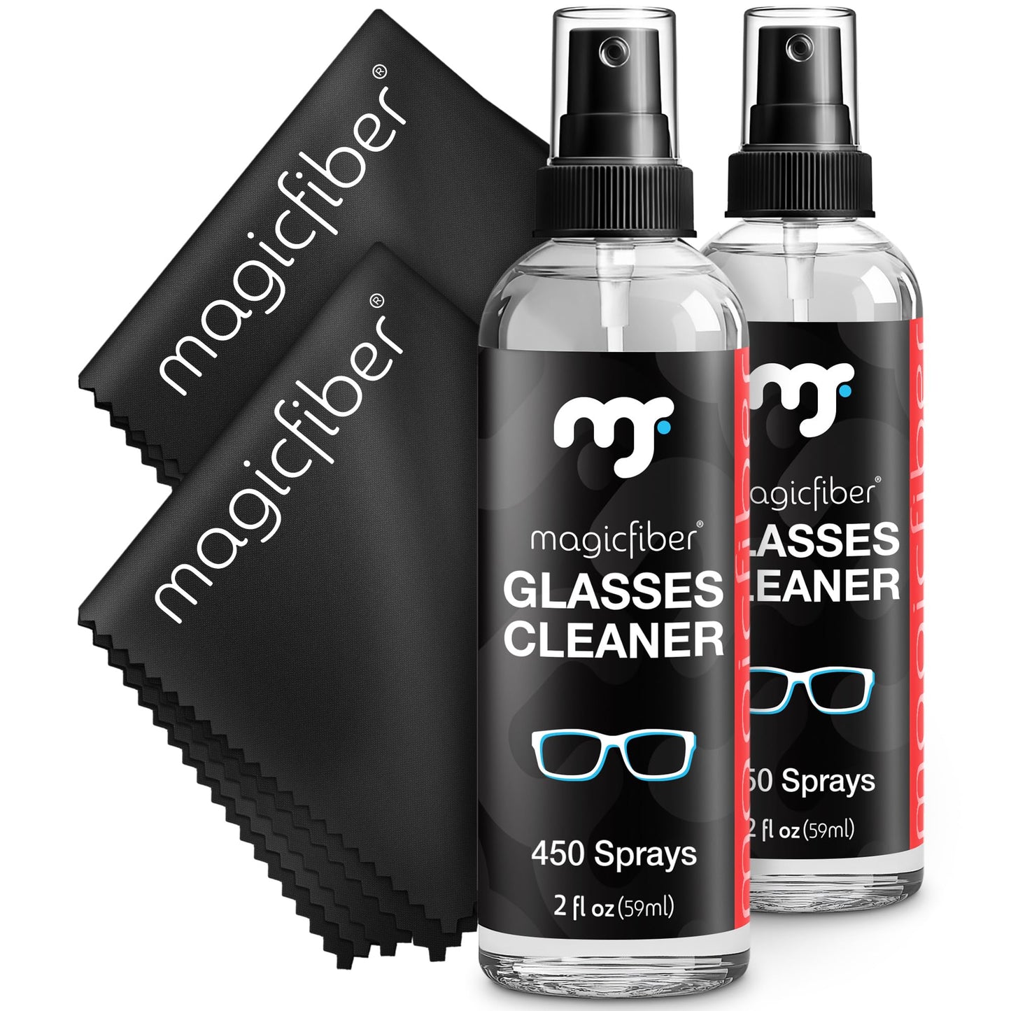 MagicFiber Glasses Cleaner Kit – 2 Sprays + 2 Microfiber Cloths
