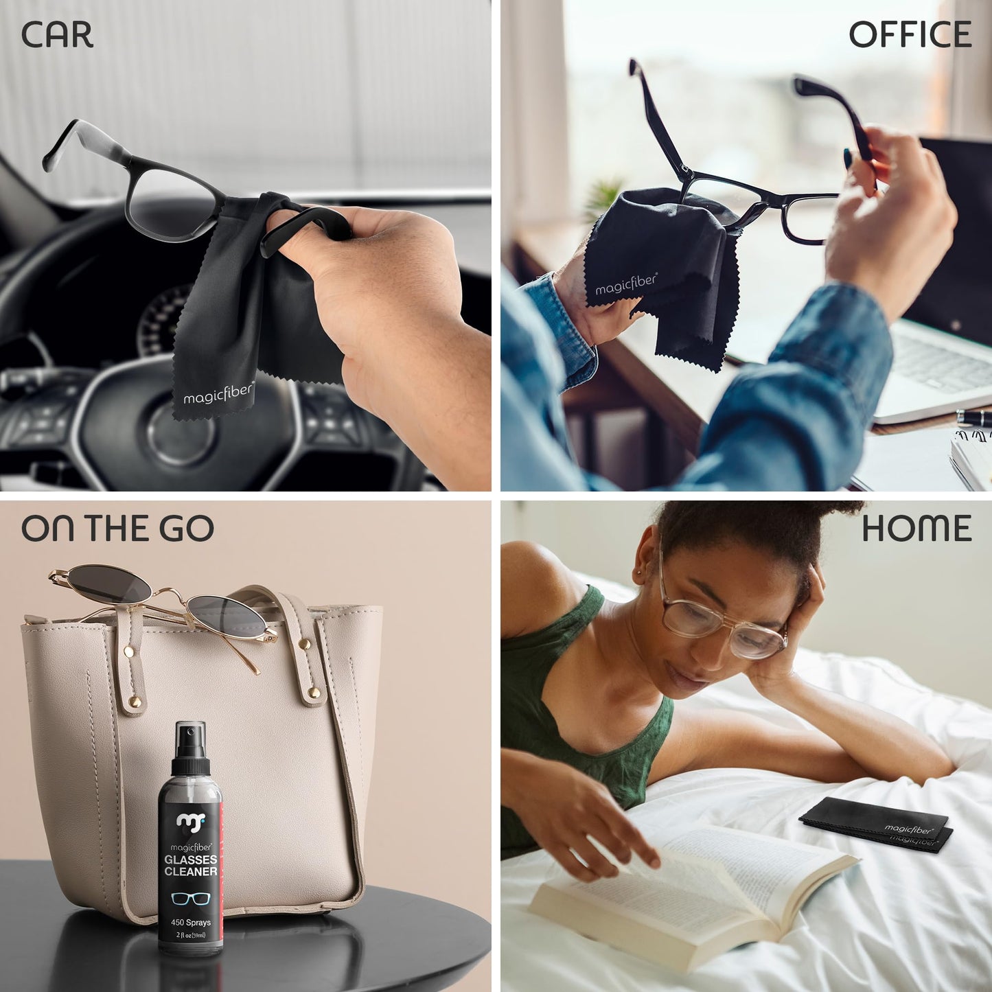 MagicFiber Glasses Cleaner Kit – 2 Sprays + 2 Microfiber Cloths