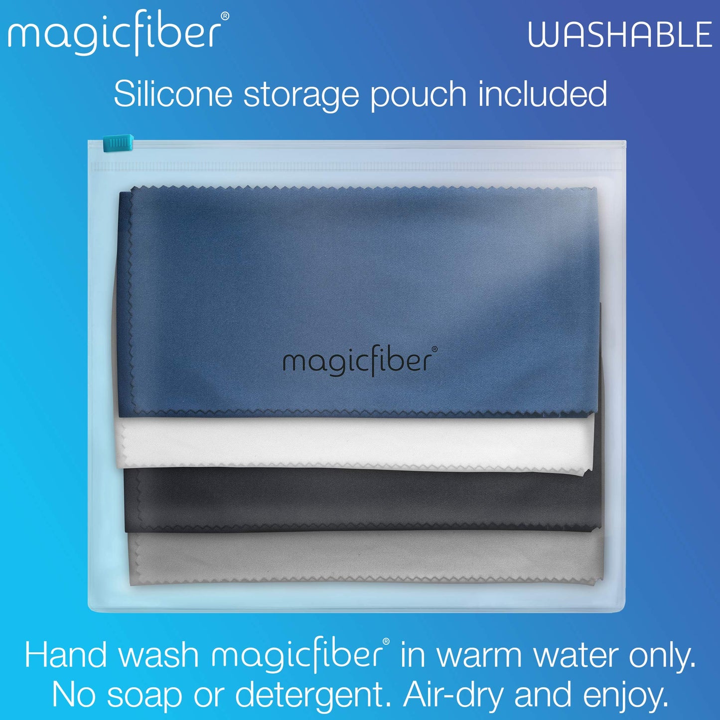 MagicFiber Ultra-Soft Microfiber Glasses Pouch — 4-Color Pack with Built-in Cleaning Cloth