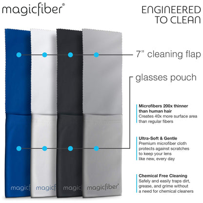 MagicFiber Ultra-Soft Microfiber Glasses Pouch — 4-Color Pack with Built-in Cleaning Cloth