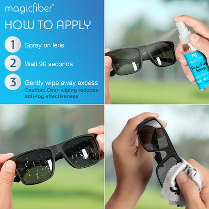 MagicFiber Anti Fog Spray for Glasses - Glasses Cleaner Kit with 2 Microfiber Cloths