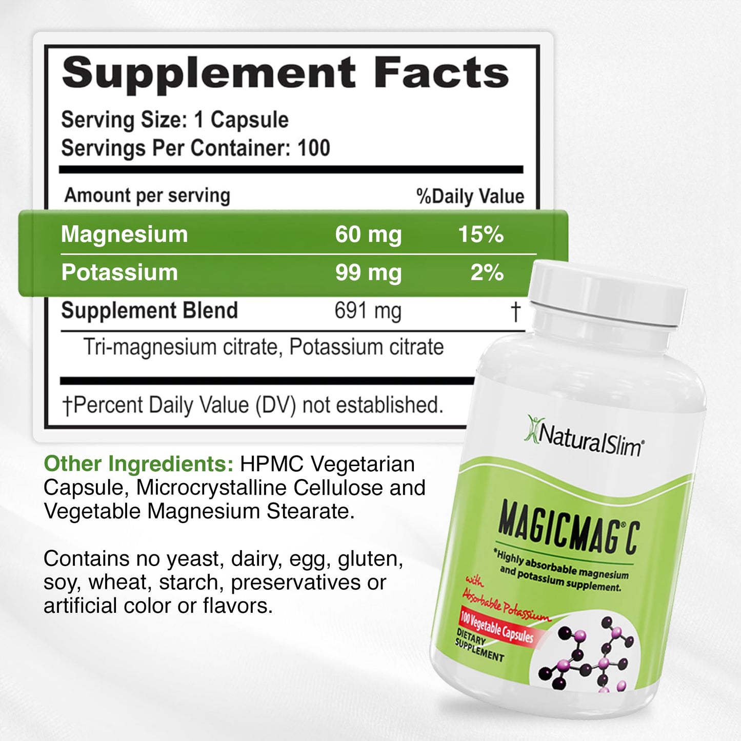 MagicMag C by NaturalSlim | Magnesium Citrate + Potassium for Sleep & Muscle Support