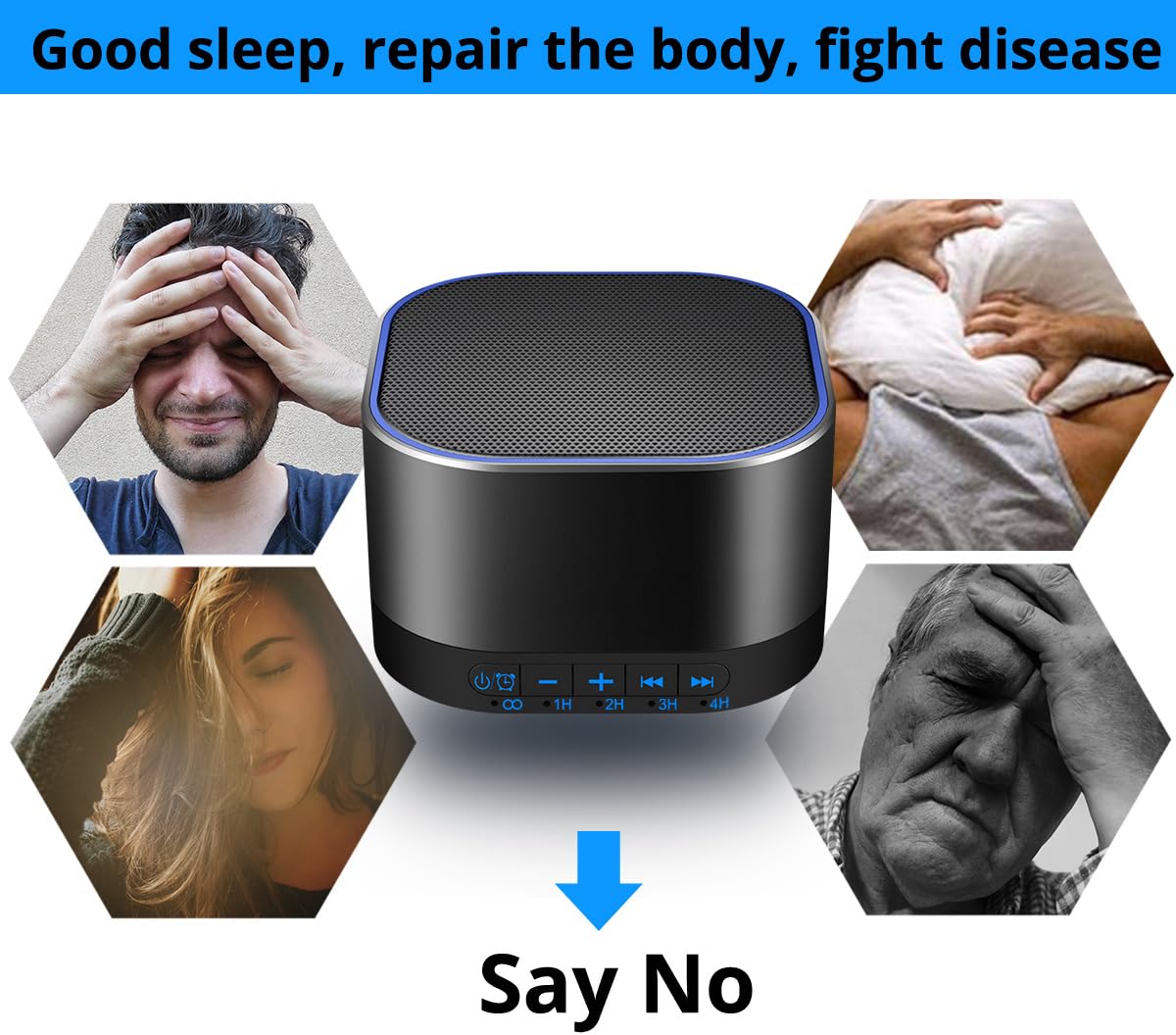 Magicteam White Noise Machine — 20 Non-Looping Sounds, 32 Levels, Memory Function, AC/USB