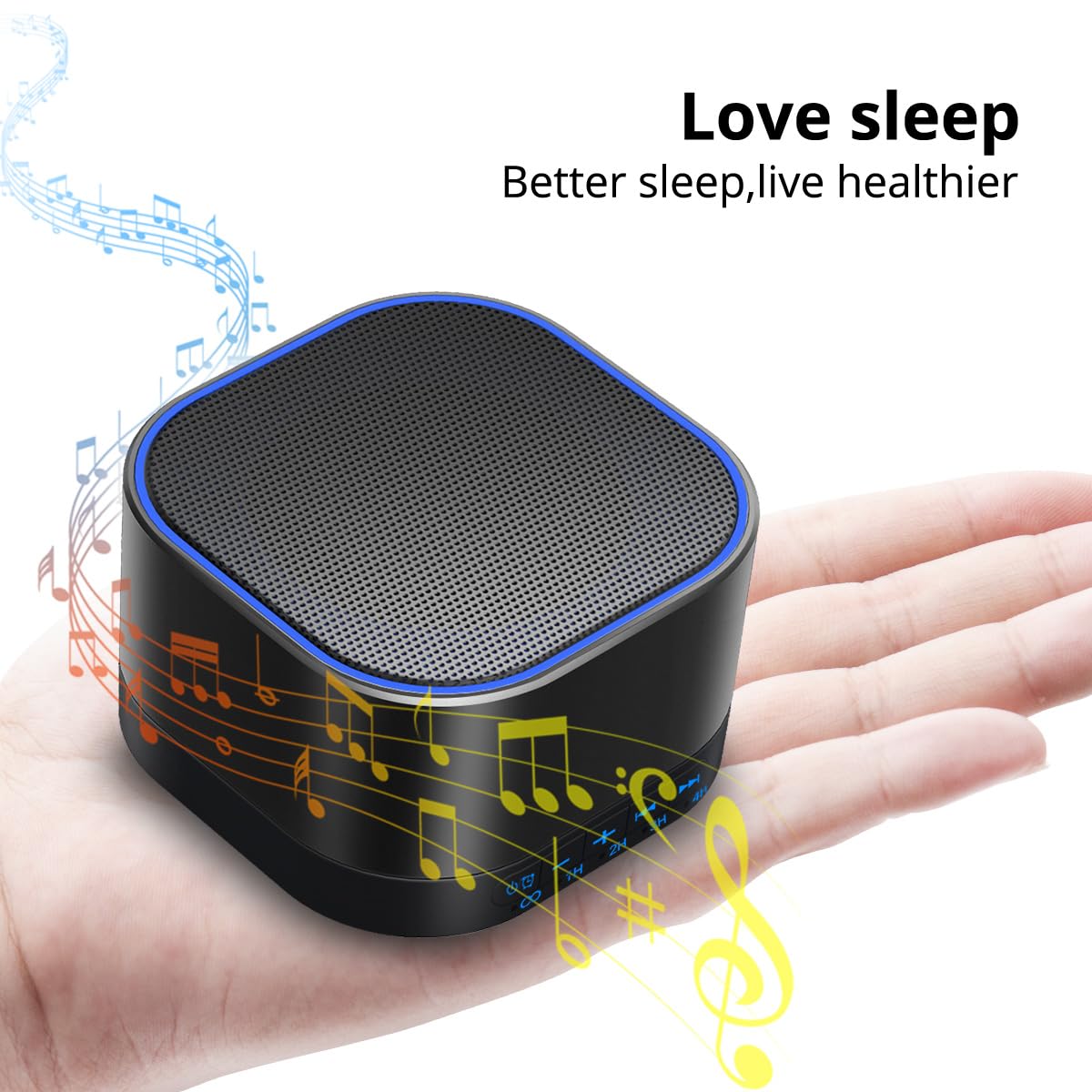 Magicteam White Noise Machine — 20 Non-Looping Sounds, 32 Levels, Memory Function, AC/USB