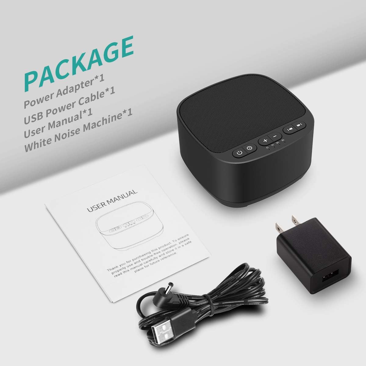 Magicteam Sleep Sound Machine - 40 Soothing Sounds, Memory Function, 32 Volume Levels, Sleep Timer, AC/USB (B-Black)