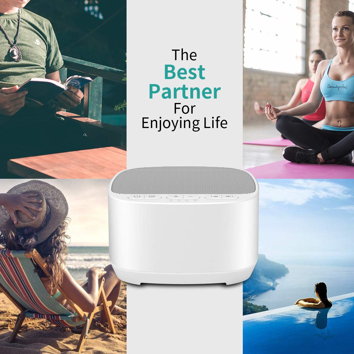 Magicteam Sleep Sound Machine – 40 Soothing Sounds, Memory Function, 32 Volume Levels, AC/USB