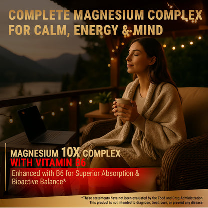 Magnesium 10X Complex – 900mg Elemental Magnesium | 10 Forms for Superior Absorption