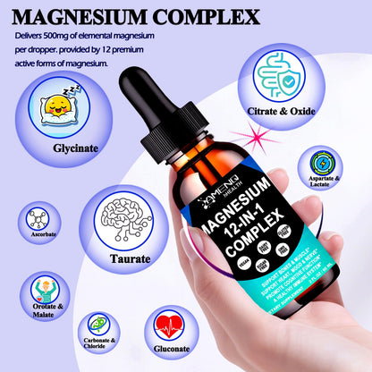 Magnesium 12-in-1 Liquid Drops | Sleep, Muscle & Heart Support
