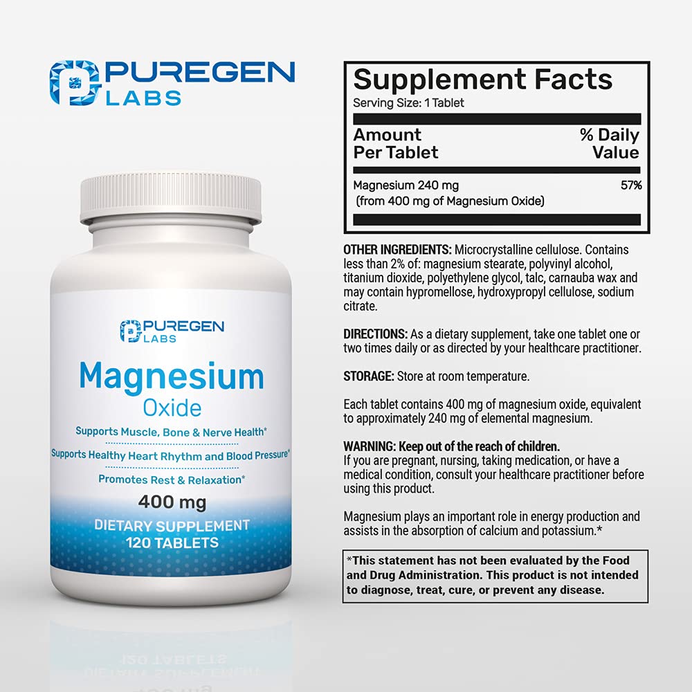 Magnesium 400mg High Potency Supplement – Immune Support, Muscle Recovery | 120 Tablets