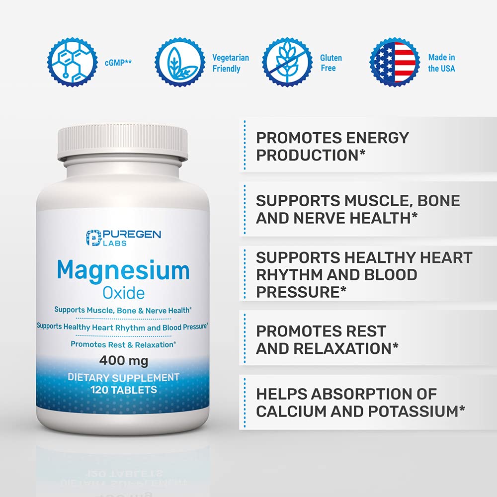 Magnesium 400mg High Potency Supplement – Immune Support, Muscle Recovery | 120 Tablets
