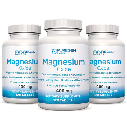 Magnesium 400mg High Potency – Magnesium Oxide | 3 Pack, 360 Count