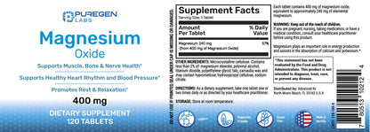 Magnesium 400mg High Potency – Magnesium Oxide | 3 Pack, 360 Count