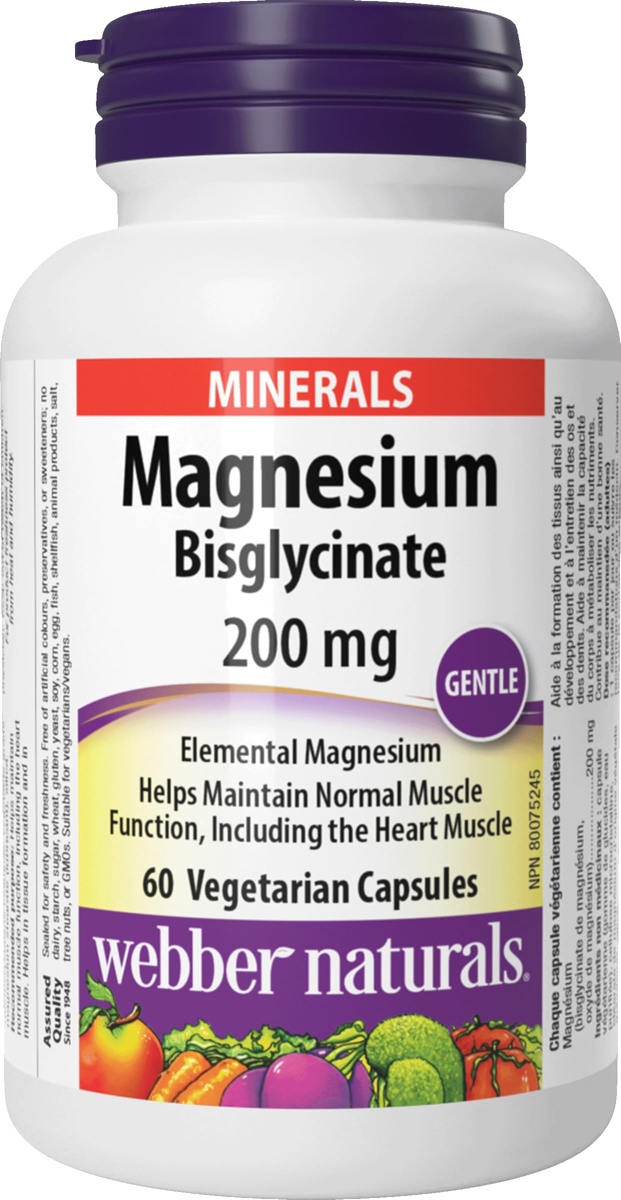Magnesium Bisglycinate 200 mg Capsules - Highly Absorbable, Gentle Magnesium | Webber Naturals