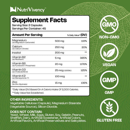 Magnesium Carbonate Capsules 500mg – Vegan, Non-GMO, 90 Capsules