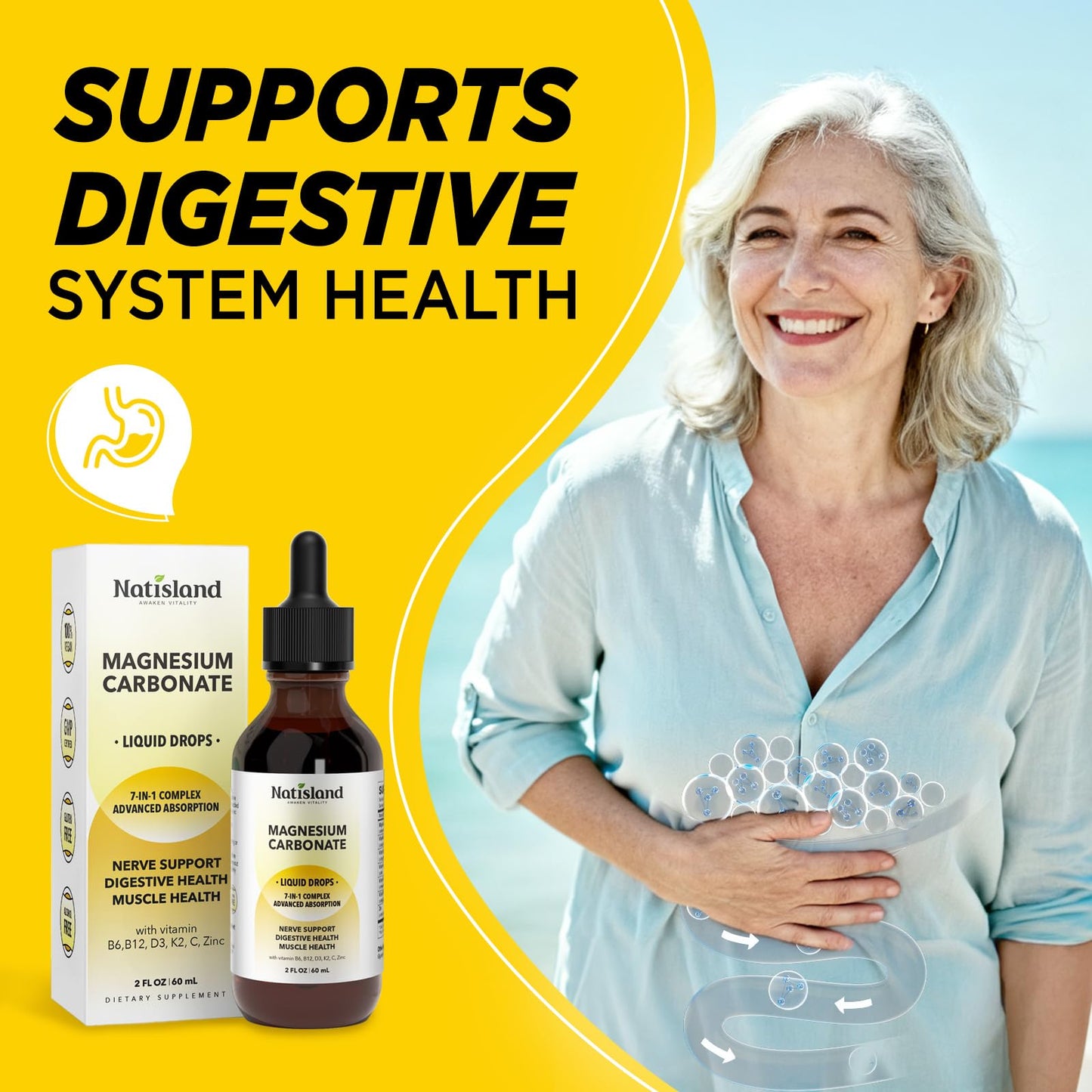 Magnesium Carbonate Liquid Drops 500mg – High Absorption, Lemon Flavor