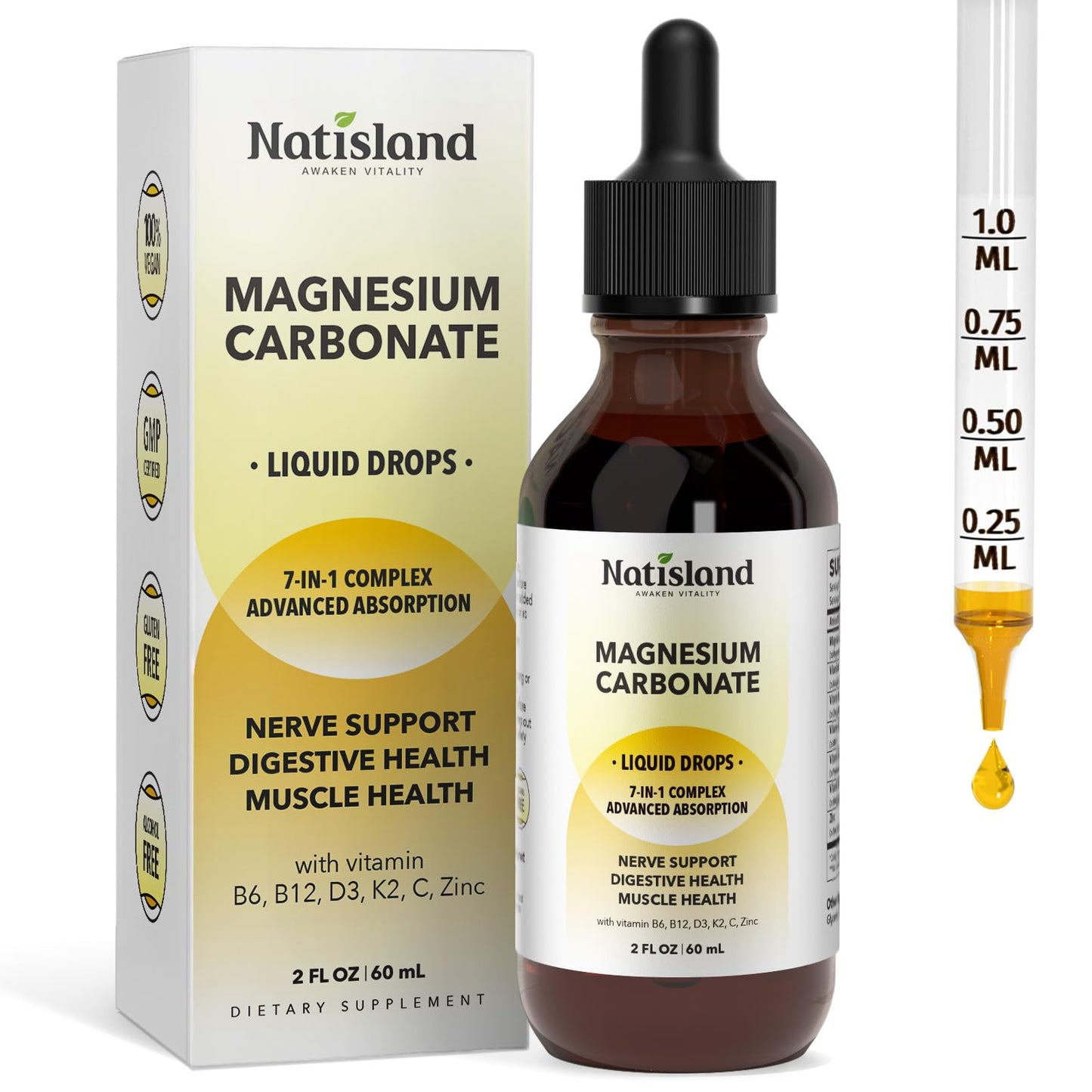 Magnesium Carbonate Liquid Drops 500mg – High Absorption, Lemon Flavor