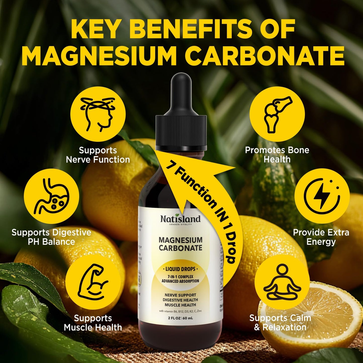 Magnesium Carbonate Liquid Drops 500mg – High Absorption, Lemon Flavor