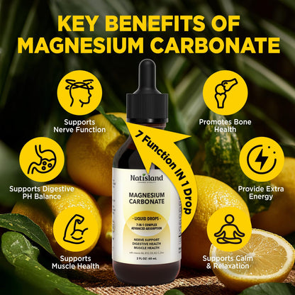 Magnesium Carbonate Liquid Drops 500mg – High Absorption, Lemon Flavor