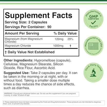 Double Wood Magnesium Chloride – 180 Capsules, 1000 mg per Serving, Supports Digestive & Bone Health – Non-GMO & Gluten Free (Pack of 2) BritishVita | Premium UK Vitamins & Wellness Supplements